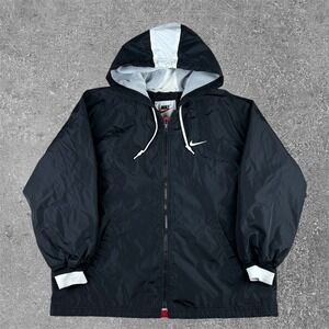 Vintage 90s Nike Windbreaker Jacket Black Red White Colorblock Womens Small